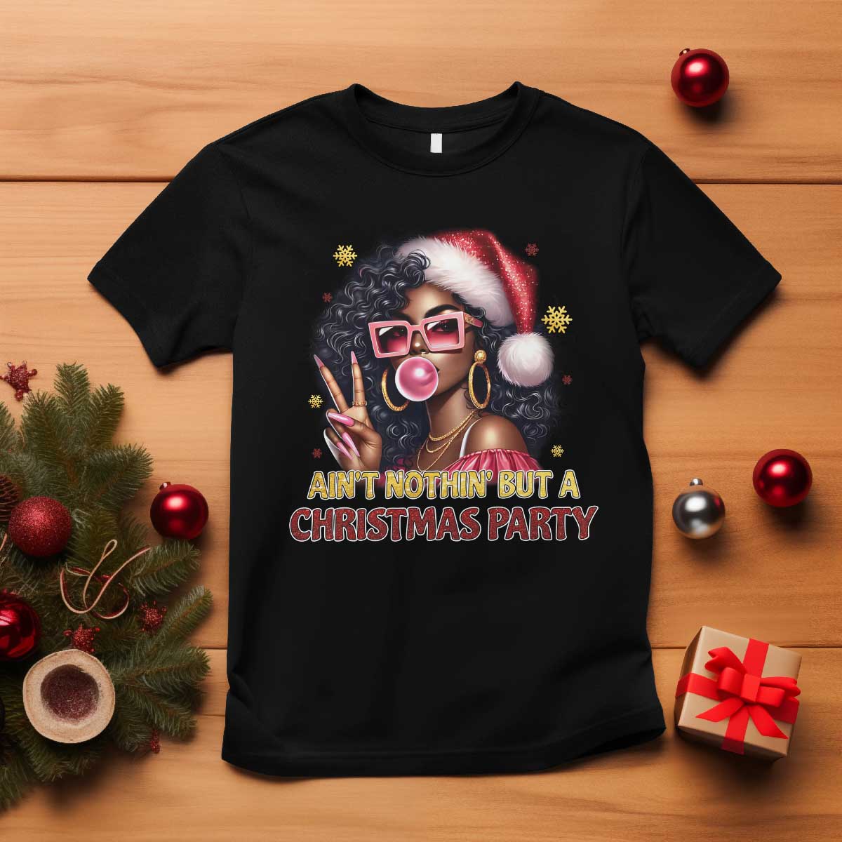 funny-african-american-christmas-t-shirt-aint-nothin-but-a-christmas-party-black-melanin-santa-girl