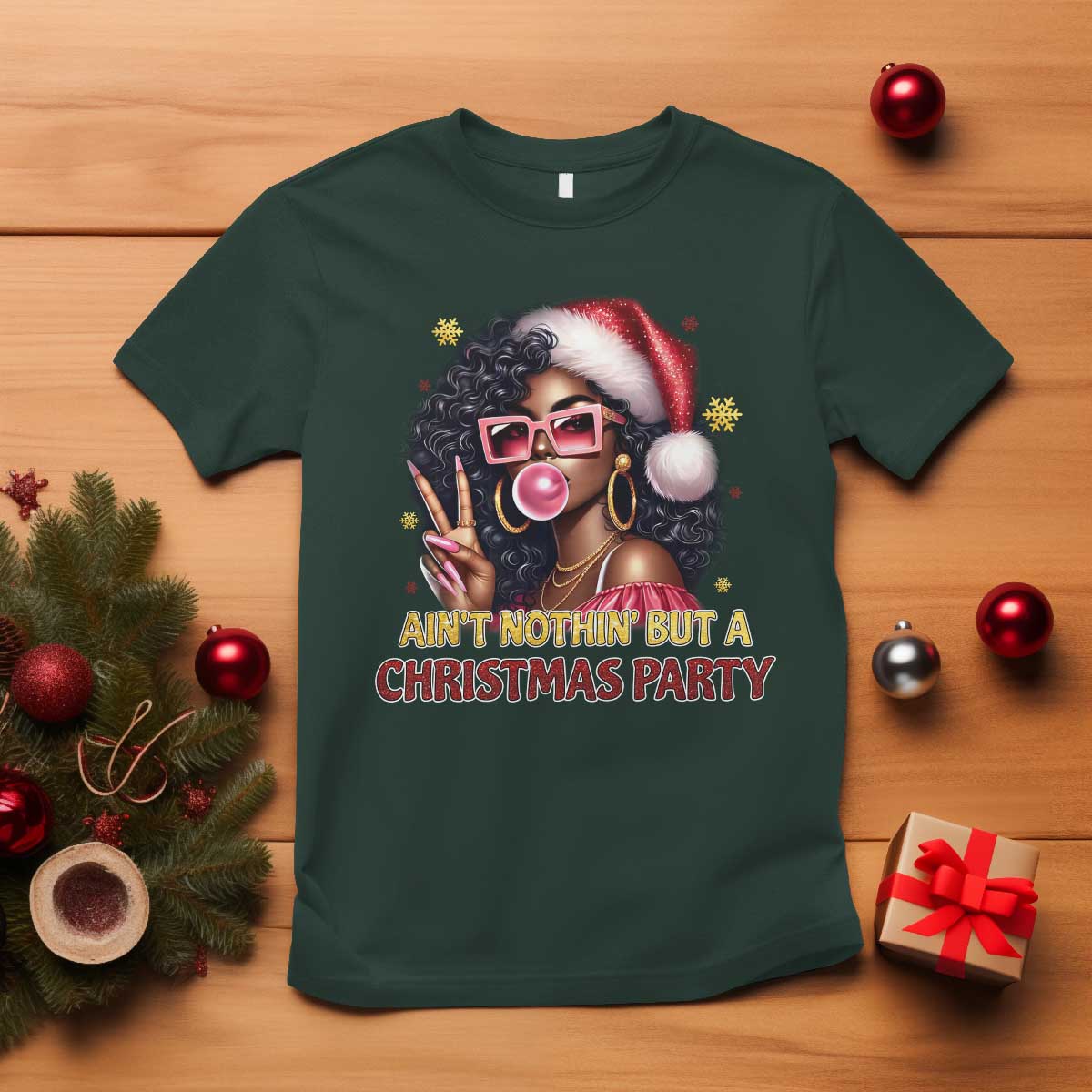 funny-african-american-christmas-t-shirt-aint-nothin-but-a-christmas-party-black-melanin-santa-girl
