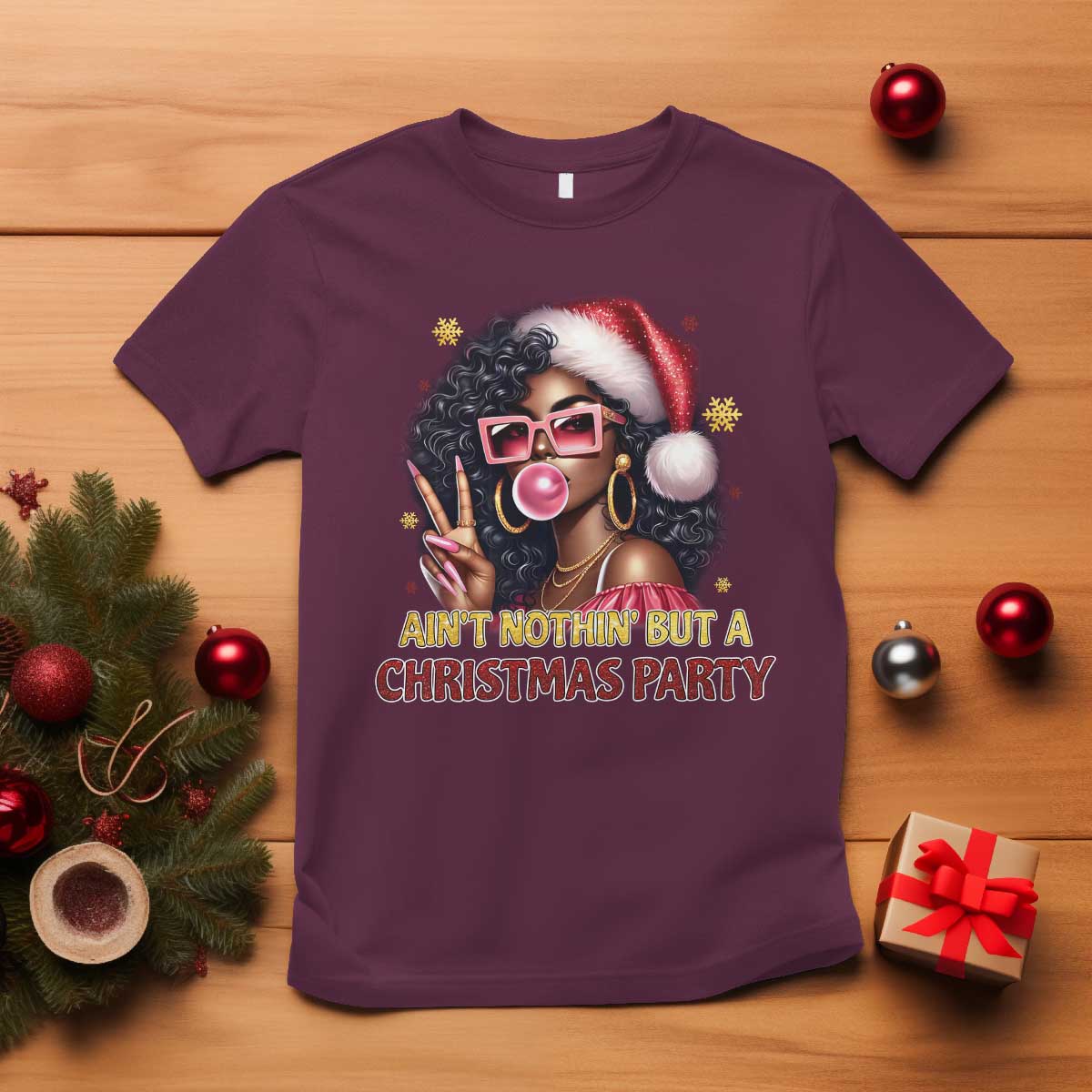 funny-african-american-christmas-t-shirt-aint-nothin-but-a-christmas-party-black-melanin-santa-girl