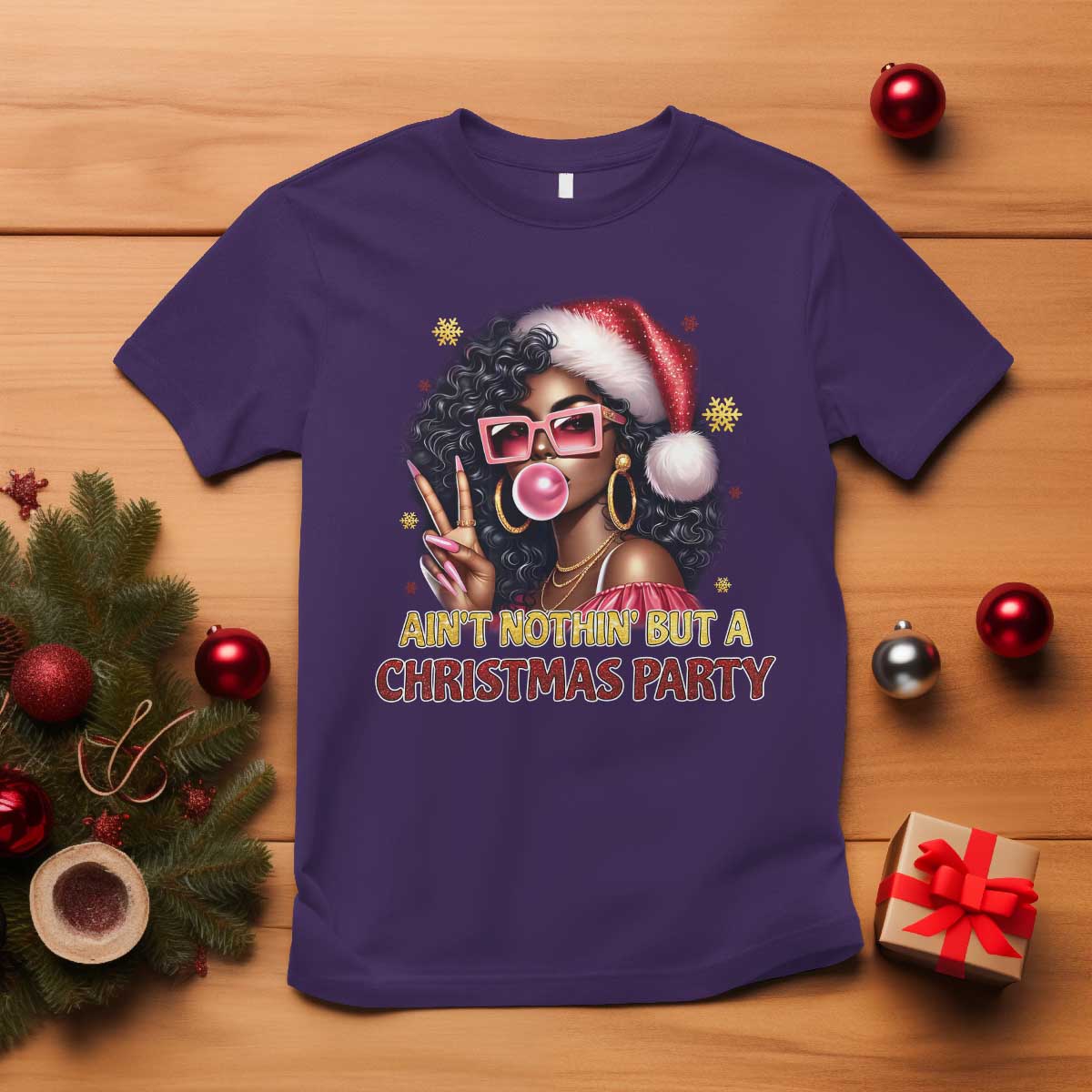funny-african-american-christmas-t-shirt-aint-nothin-but-a-christmas-party-black-melanin-santa-girl
