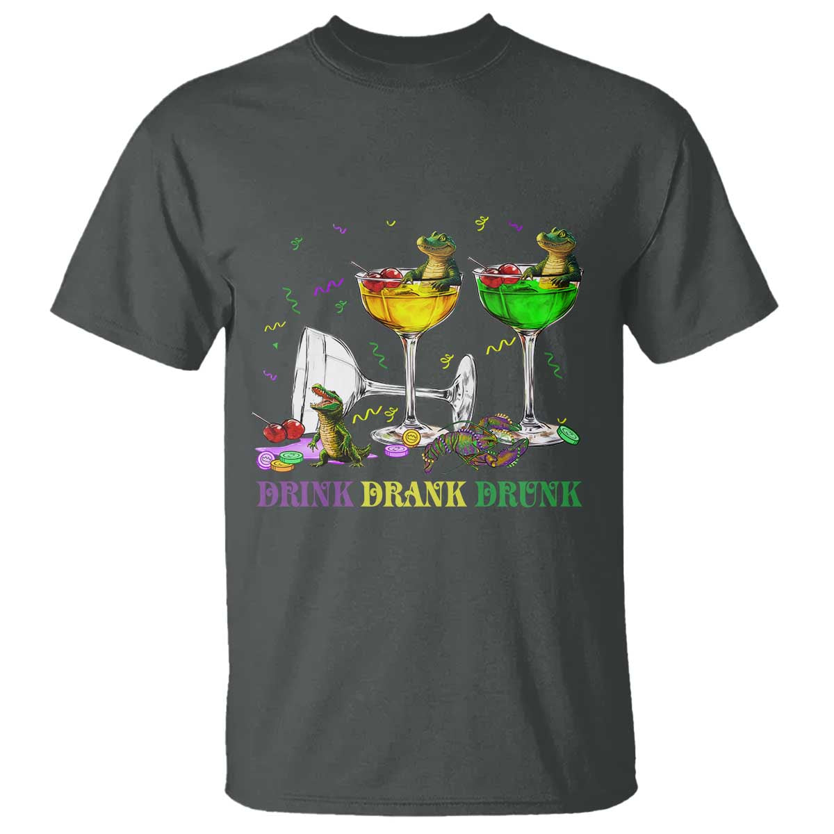 funny-mardi-gras-drinking-t-shirt-drink-drank-drunk-glass-of-wine-alligators