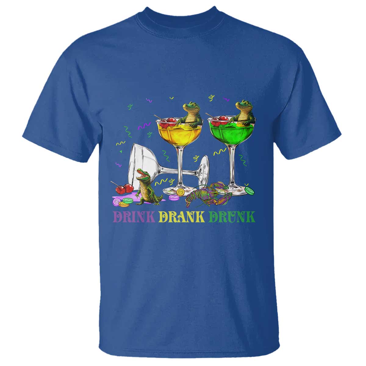 funny-mardi-gras-drinking-t-shirt-drink-drank-drunk-glass-of-wine-alligators