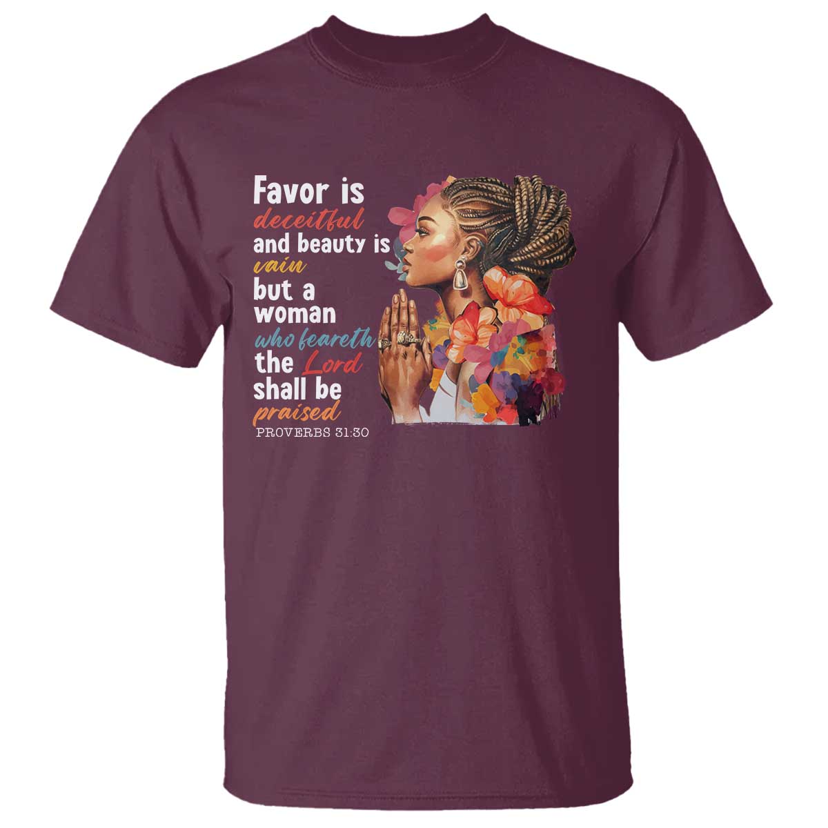 christian-african-american-t-shirt-favor-is-deceitful-and-beauty-is-vain