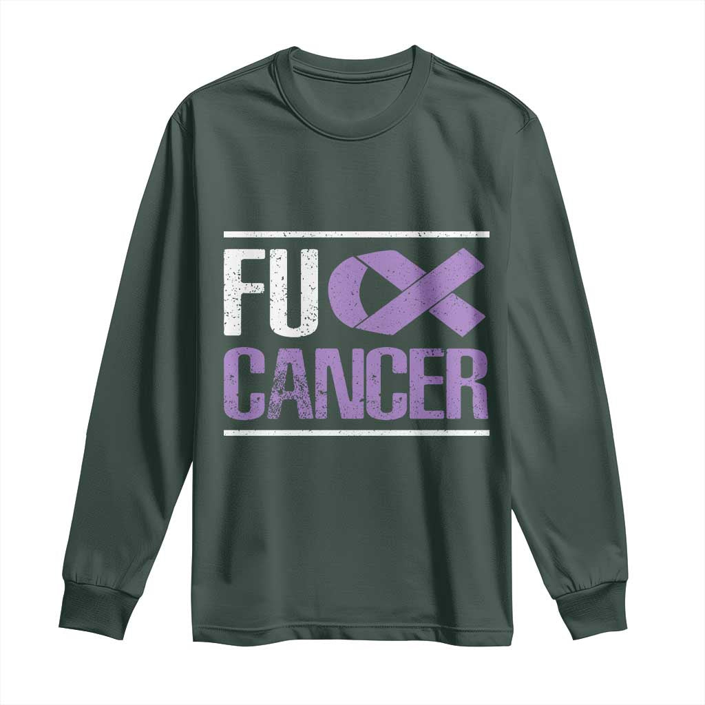 Fuck Cancer Long Sleeve Shirt Funny National Cancer Prevention Month Lavender Ribbon