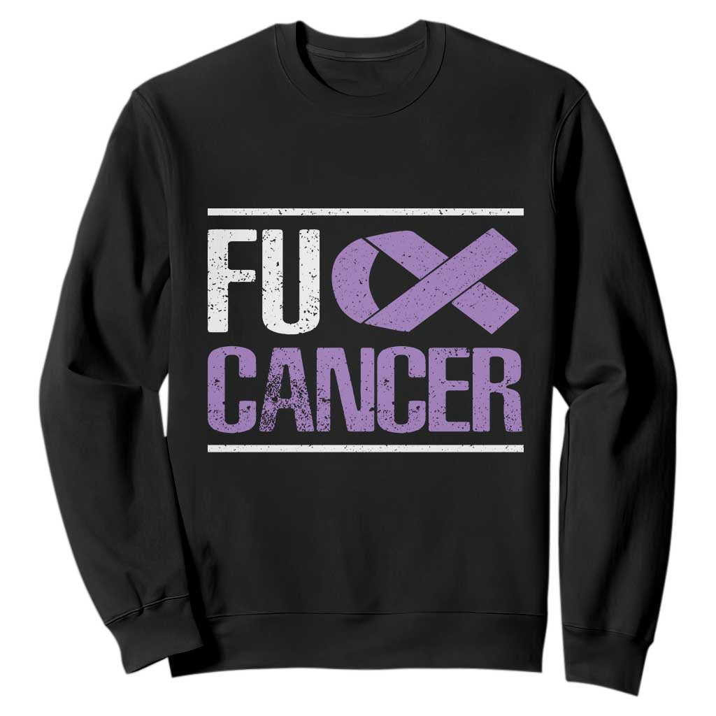 Fuck Cancer Sweatshirt Funny National Cancer Prevention Month Lavender Ribbon