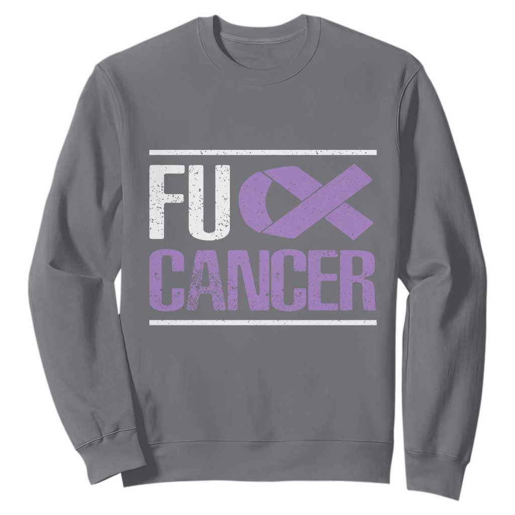 Fuck Cancer Sweatshirt Funny National Cancer Prevention Month Lavender Ribbon
