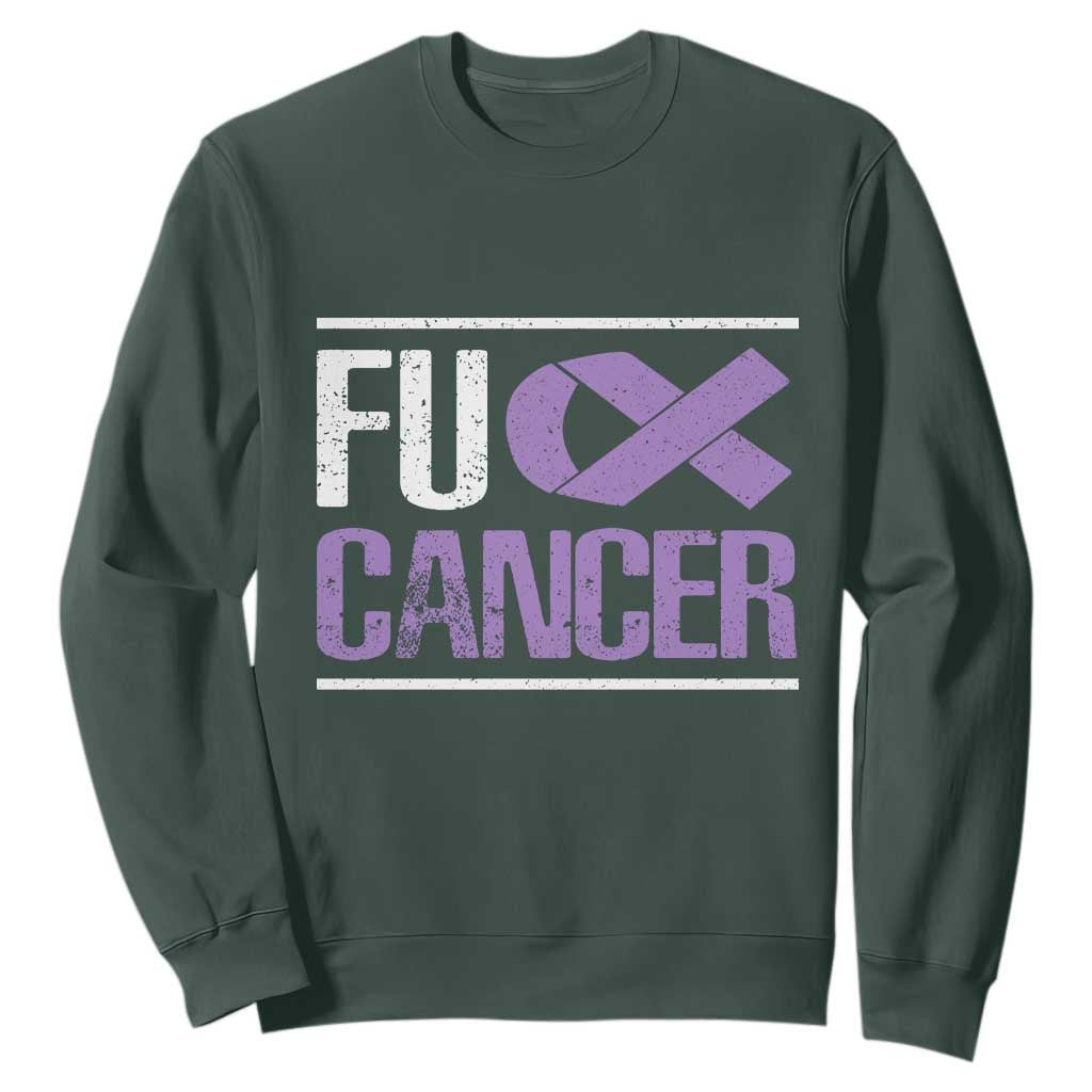 Fuck Cancer Sweatshirt Funny National Cancer Prevention Month Lavender Ribbon
