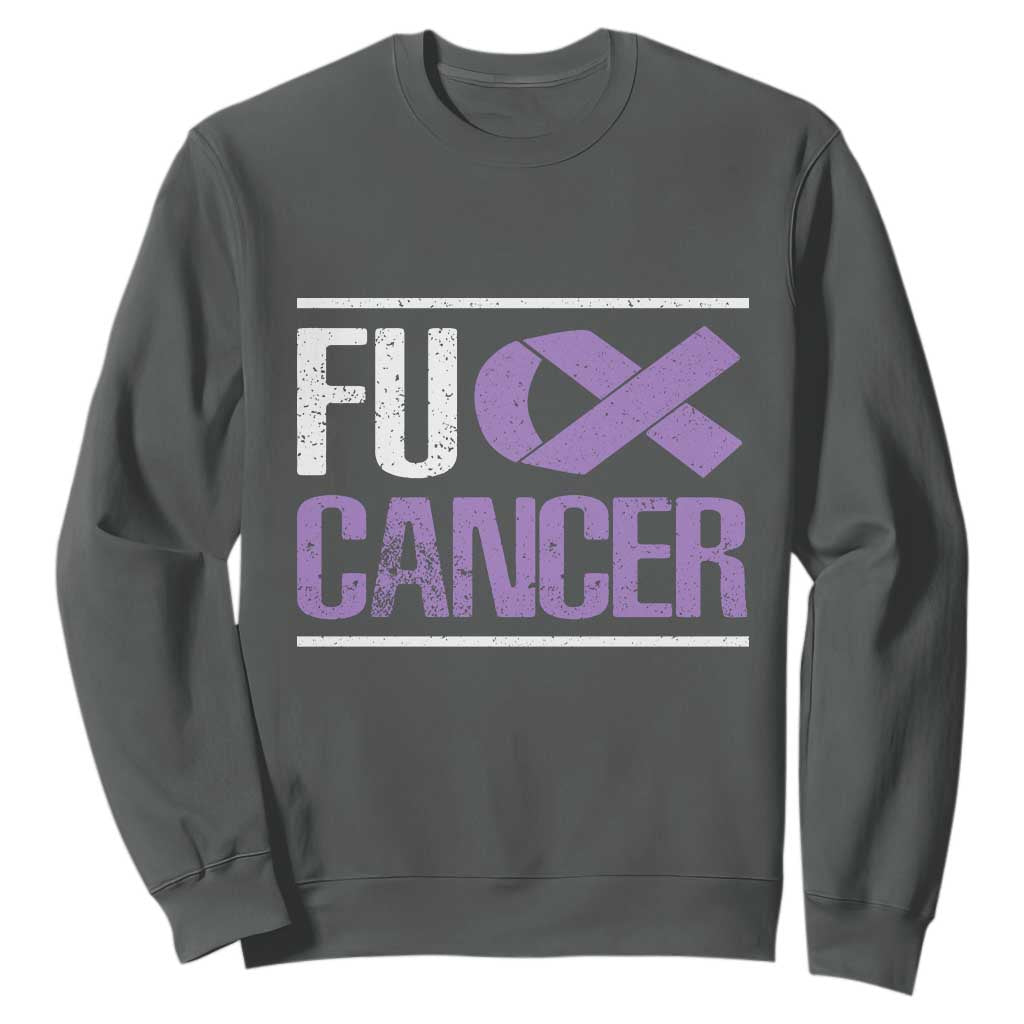 Fuck Cancer Sweatshirt Funny National Cancer Prevention Month Lavender Ribbon