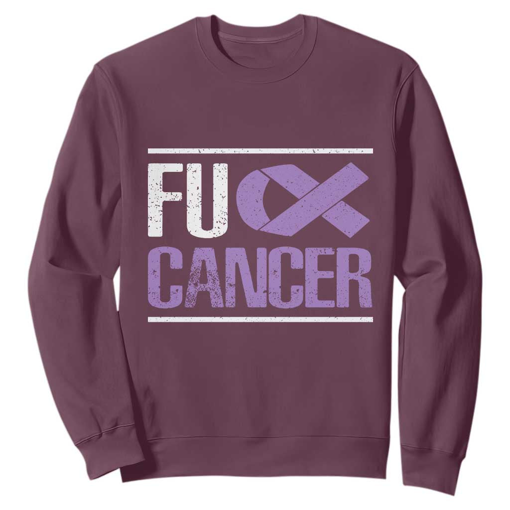 Fuck Cancer Sweatshirt Funny National Cancer Prevention Month Lavender Ribbon