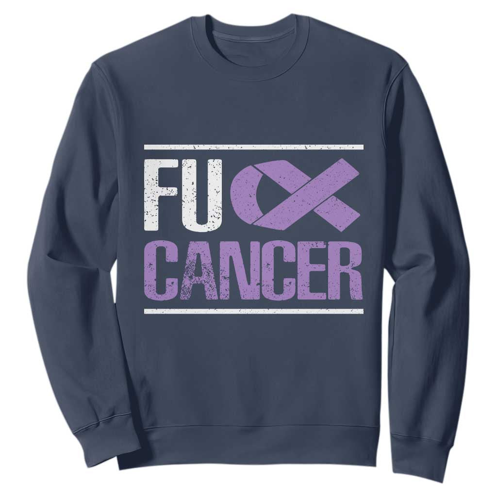 Fuck Cancer Sweatshirt Funny National Cancer Prevention Month Lavender Ribbon