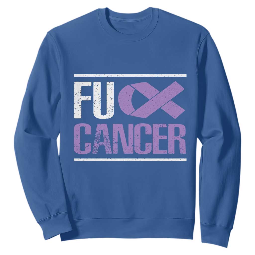 Fuck Cancer Sweatshirt Funny National Cancer Prevention Month Lavender Ribbon