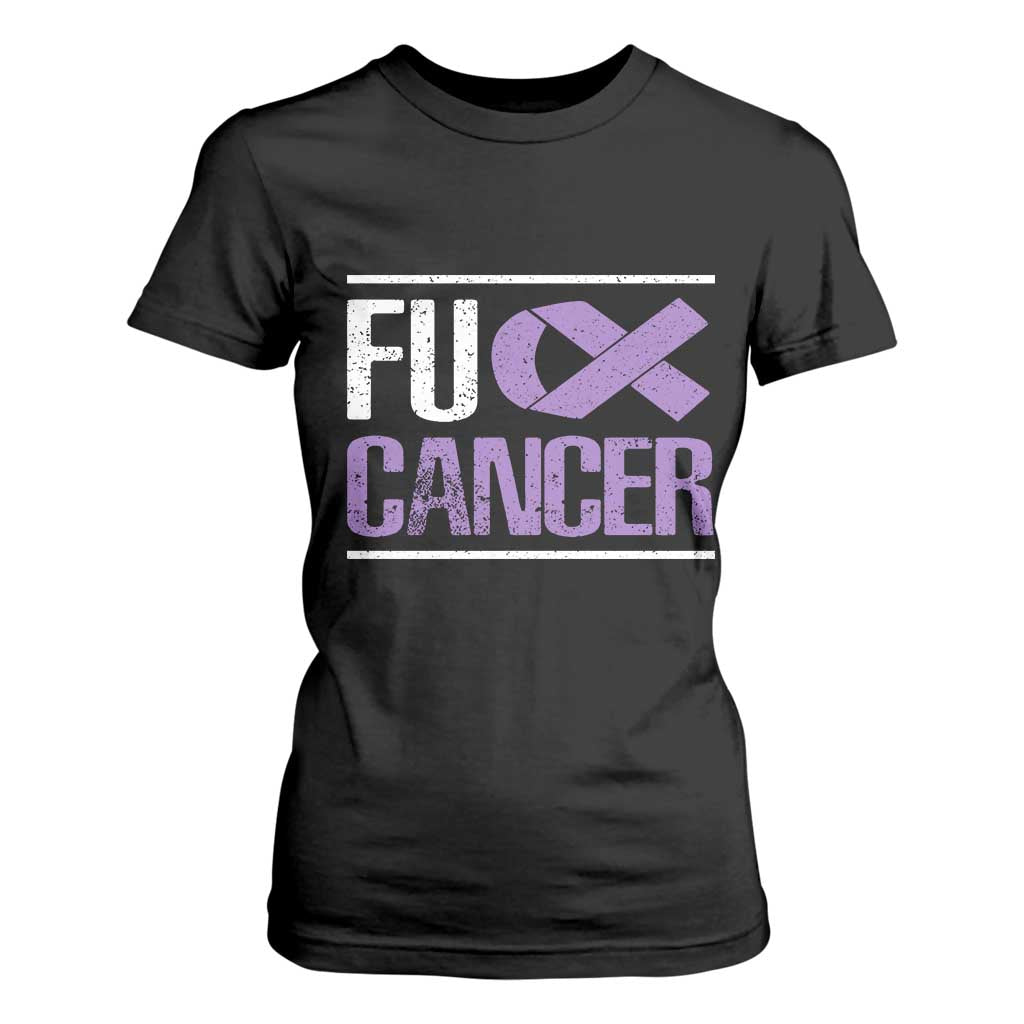 Fuck Cancer T Shirt For Women Funny National Cancer Prevention Month Lavender Ribbon