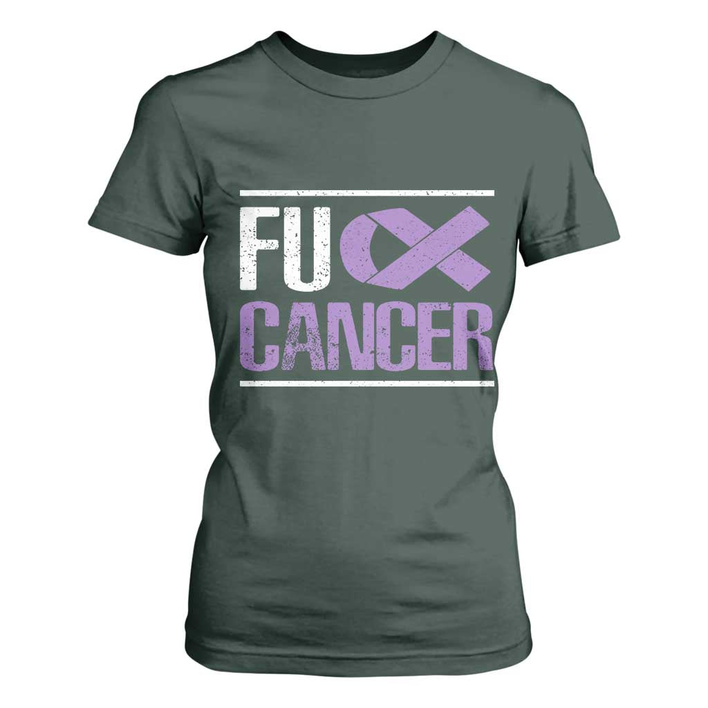 Fuck Cancer T Shirt For Women Funny National Cancer Prevention Month Lavender Ribbon