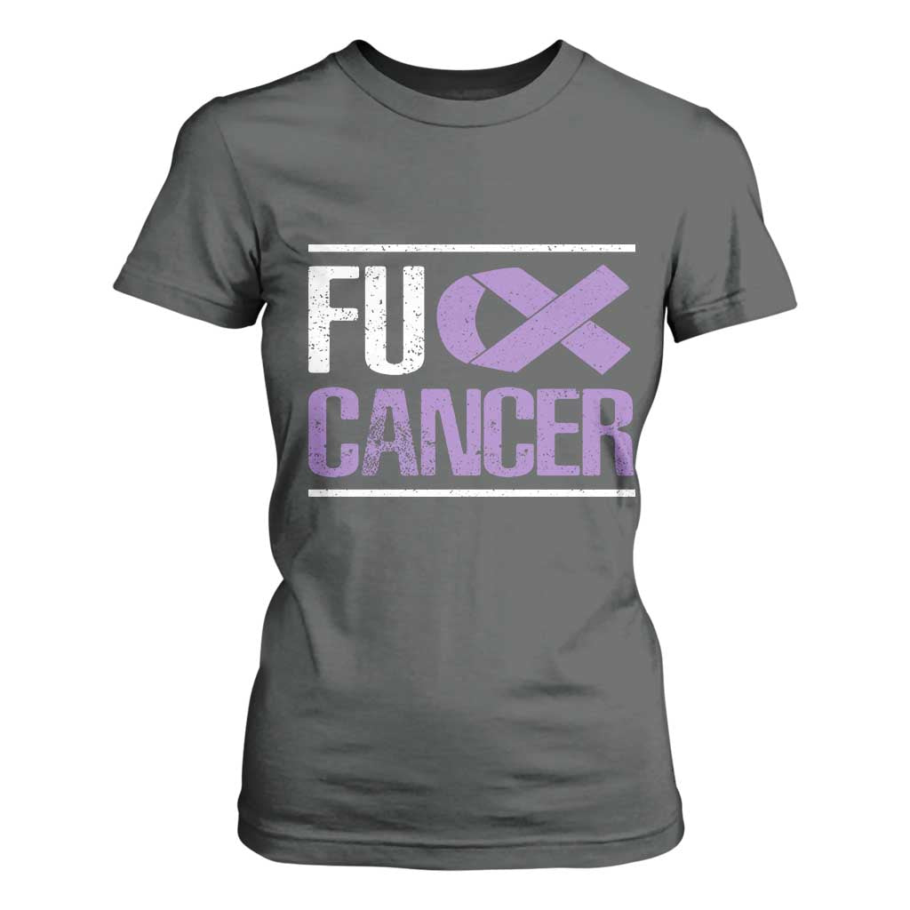 Fuck Cancer T Shirt For Women Funny National Cancer Prevention Month Lavender Ribbon