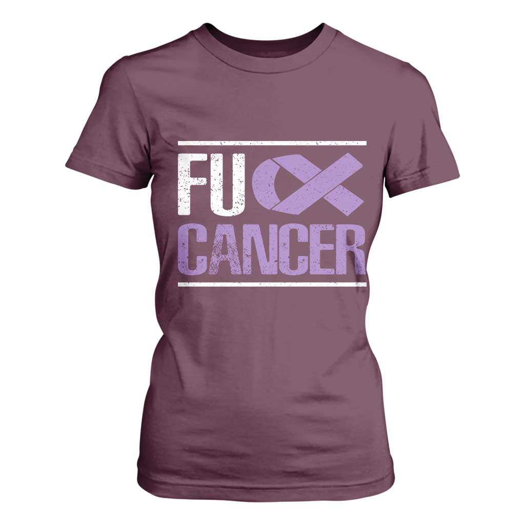 Fuck Cancer T Shirt For Women Funny National Cancer Prevention Month Lavender Ribbon