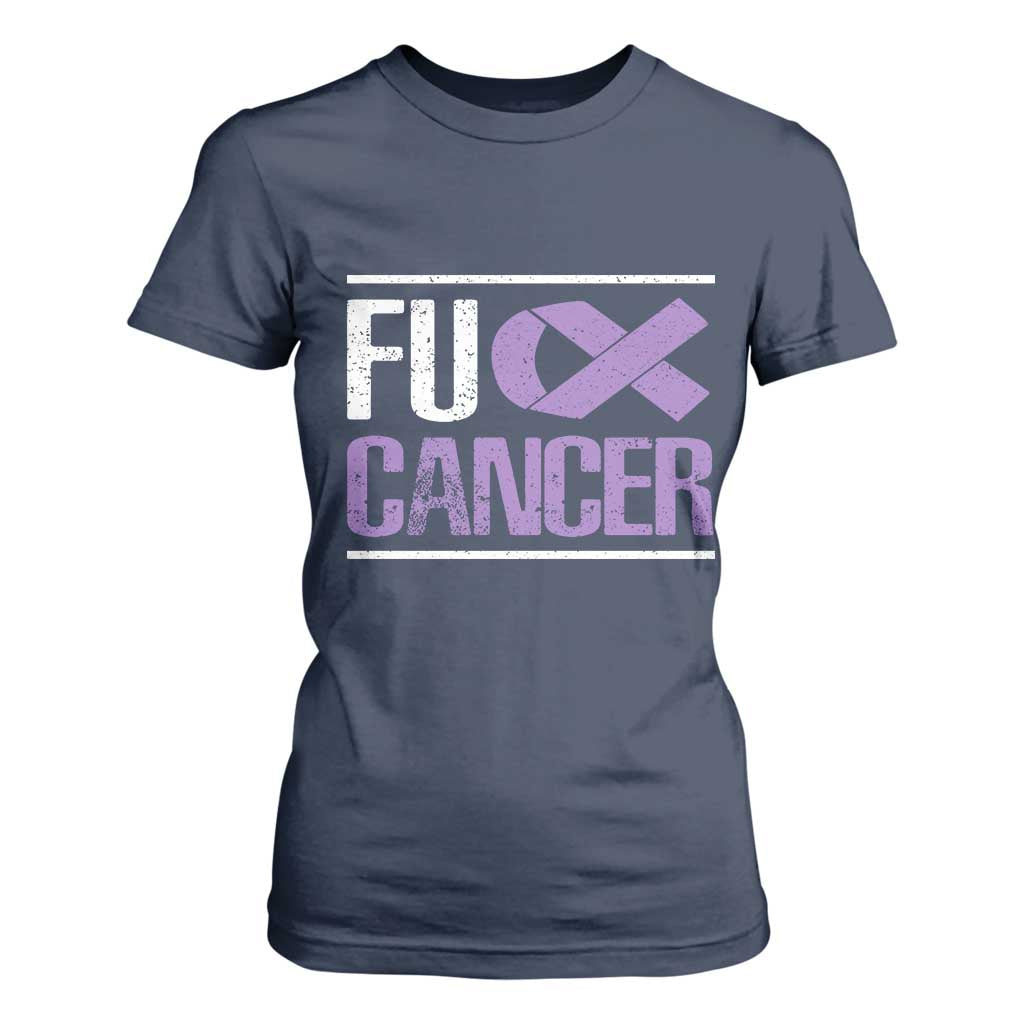 Fuck Cancer T Shirt For Women Funny National Cancer Prevention Month Lavender Ribbon