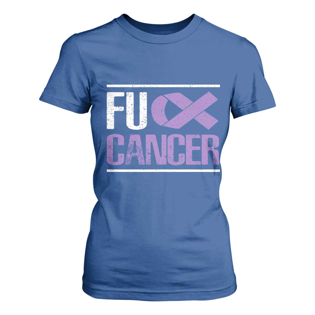 Fuck Cancer T Shirt For Women Funny National Cancer Prevention Month Lavender Ribbon