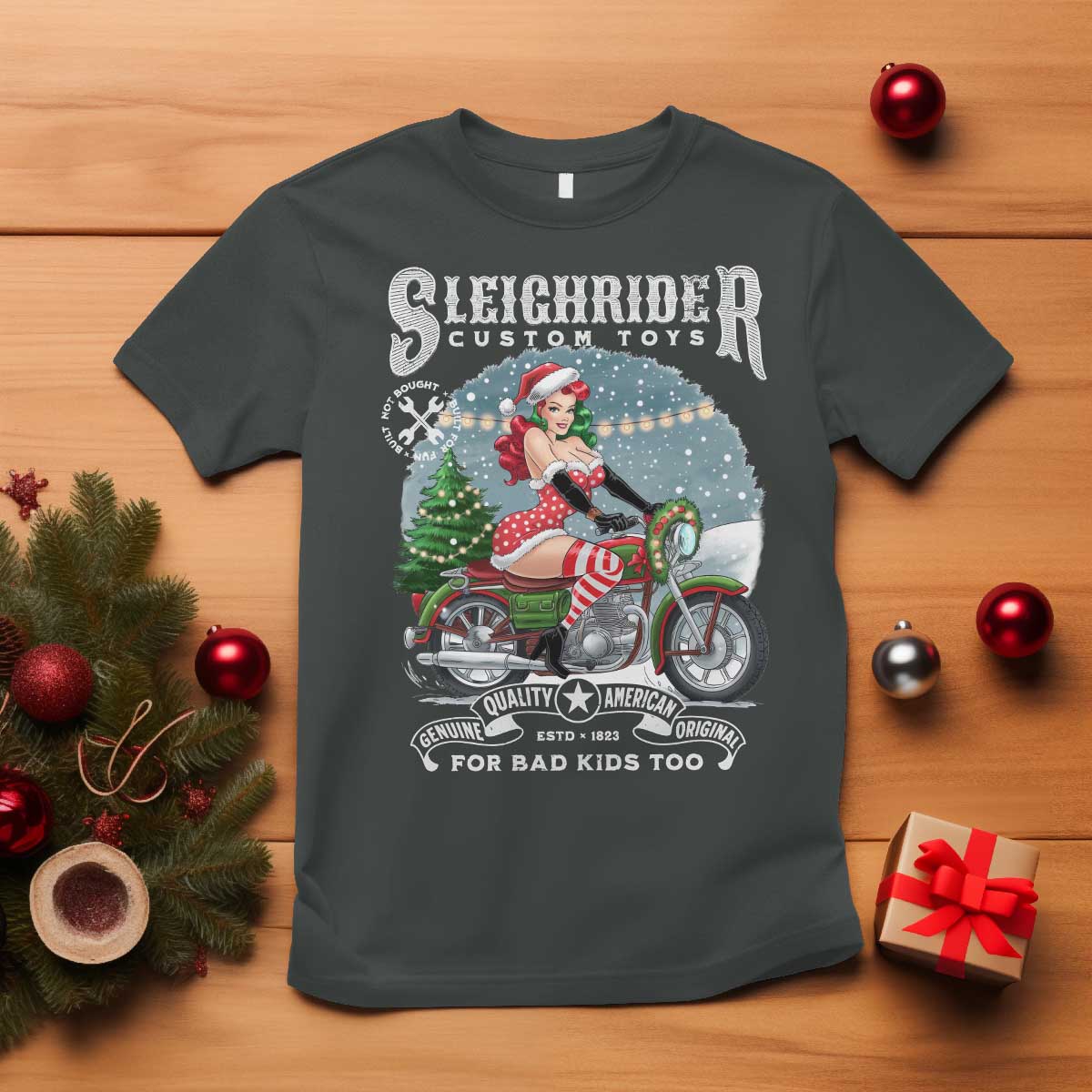 christmas-female-santa-motorcycle-t-shirt-sleighrider-custom-toys-for-bad-kids-too