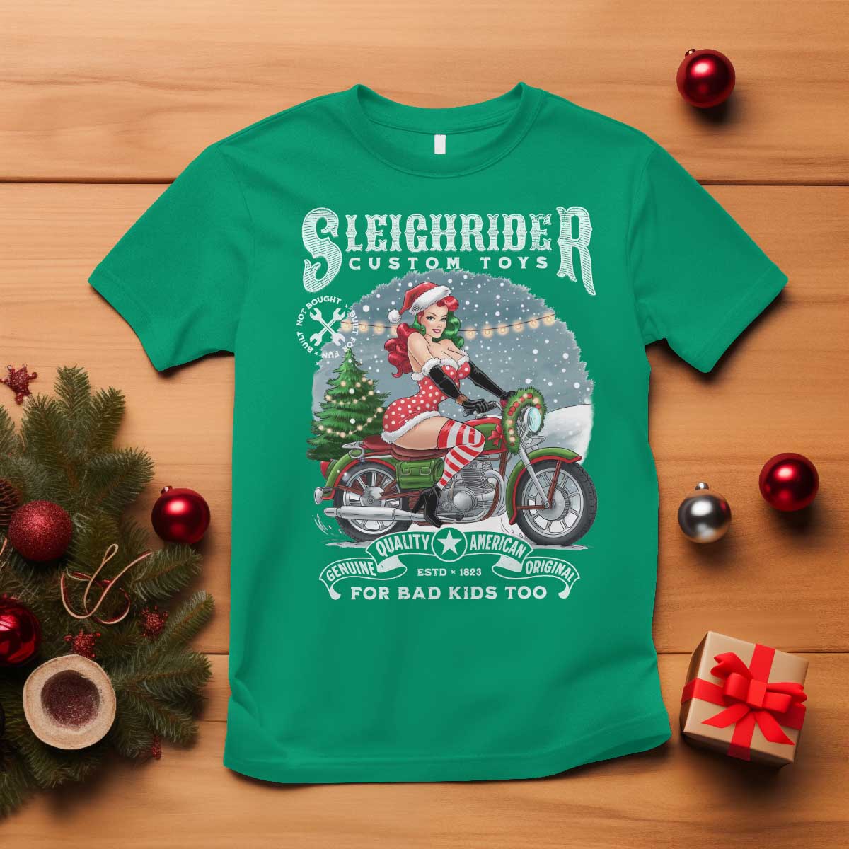 christmas-female-santa-motorcycle-t-shirt-sleighrider-custom-toys-for-bad-kids-too