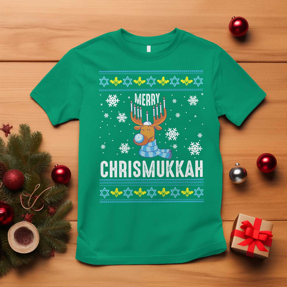 funny-hanukkah-christmas-t-shirt-merry-chrismukkah-reindeer-david-stars-menorah