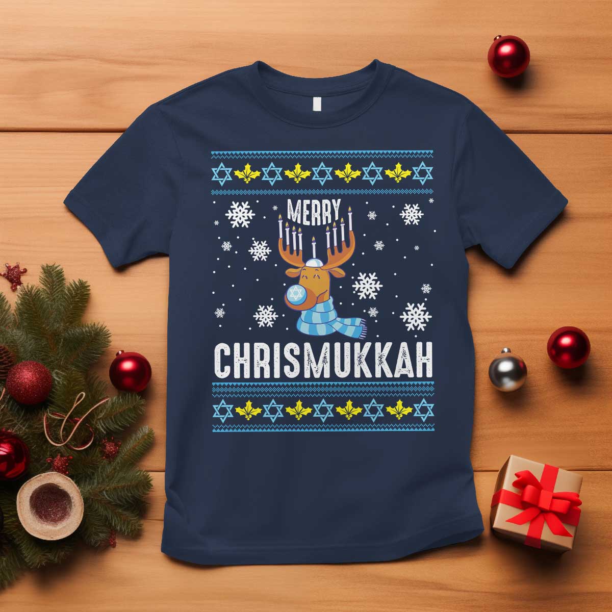 funny-hanukkah-christmas-t-shirt-merry-chrismukkah-reindeer-david-stars-menorah