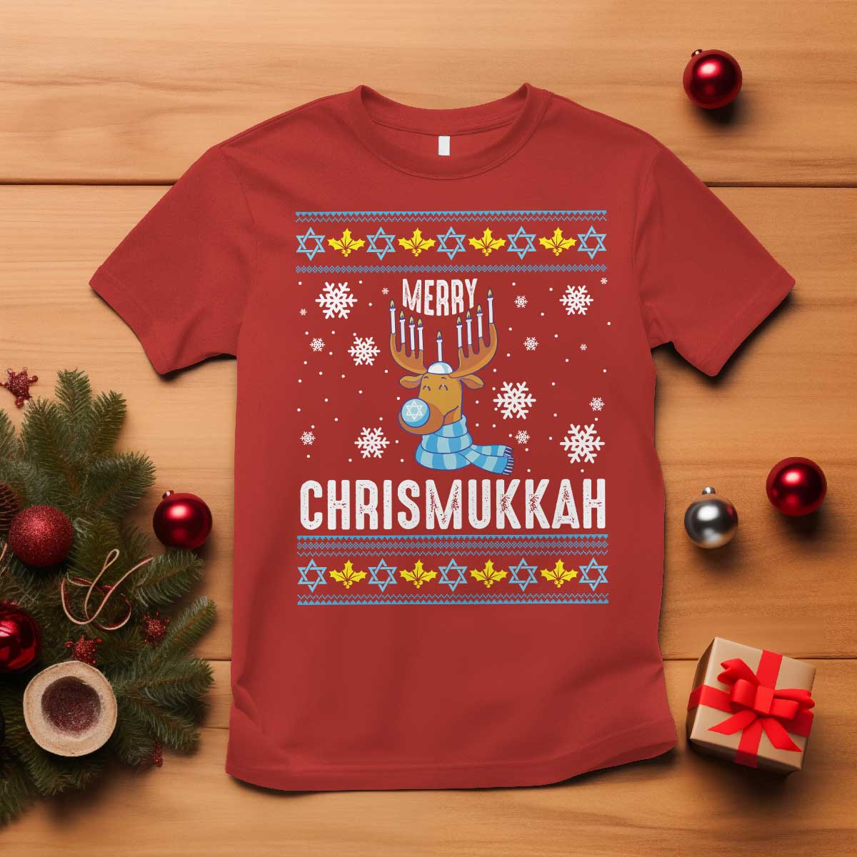funny-hanukkah-christmas-t-shirt-merry-chrismukkah-reindeer-david-stars-menorah