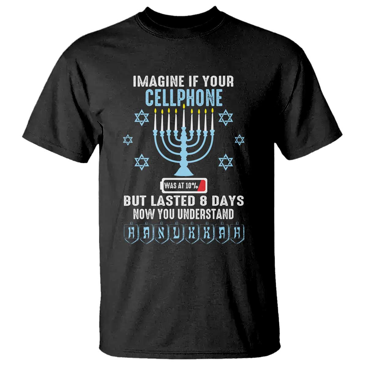 funny-hanukkah-t-shirt-imagine-if-your-cellphone-was-at-10-but-lasted-8-days-menorah