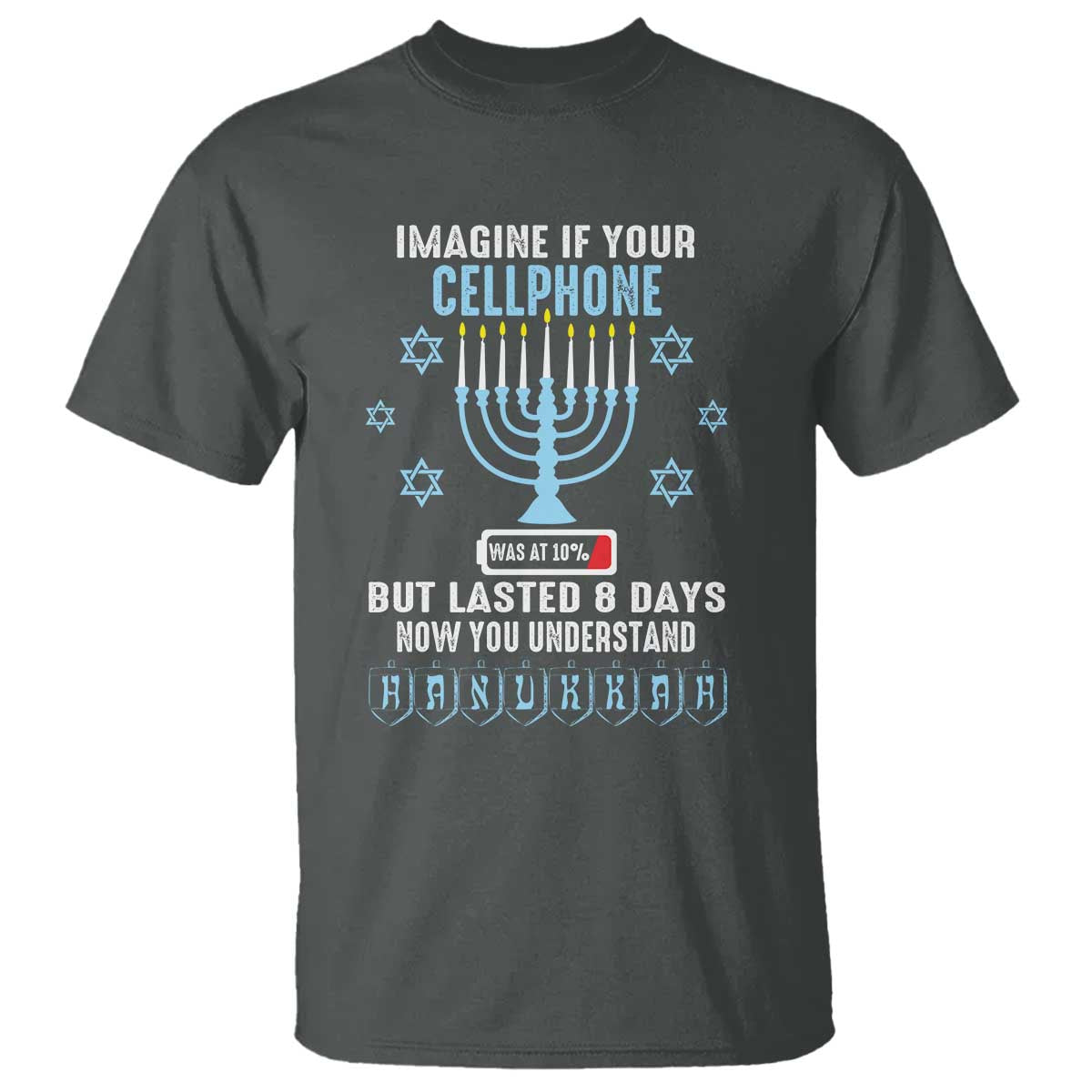 funny-hanukkah-t-shirt-imagine-if-your-cellphone-was-at-10-but-lasted-8-days-menorah