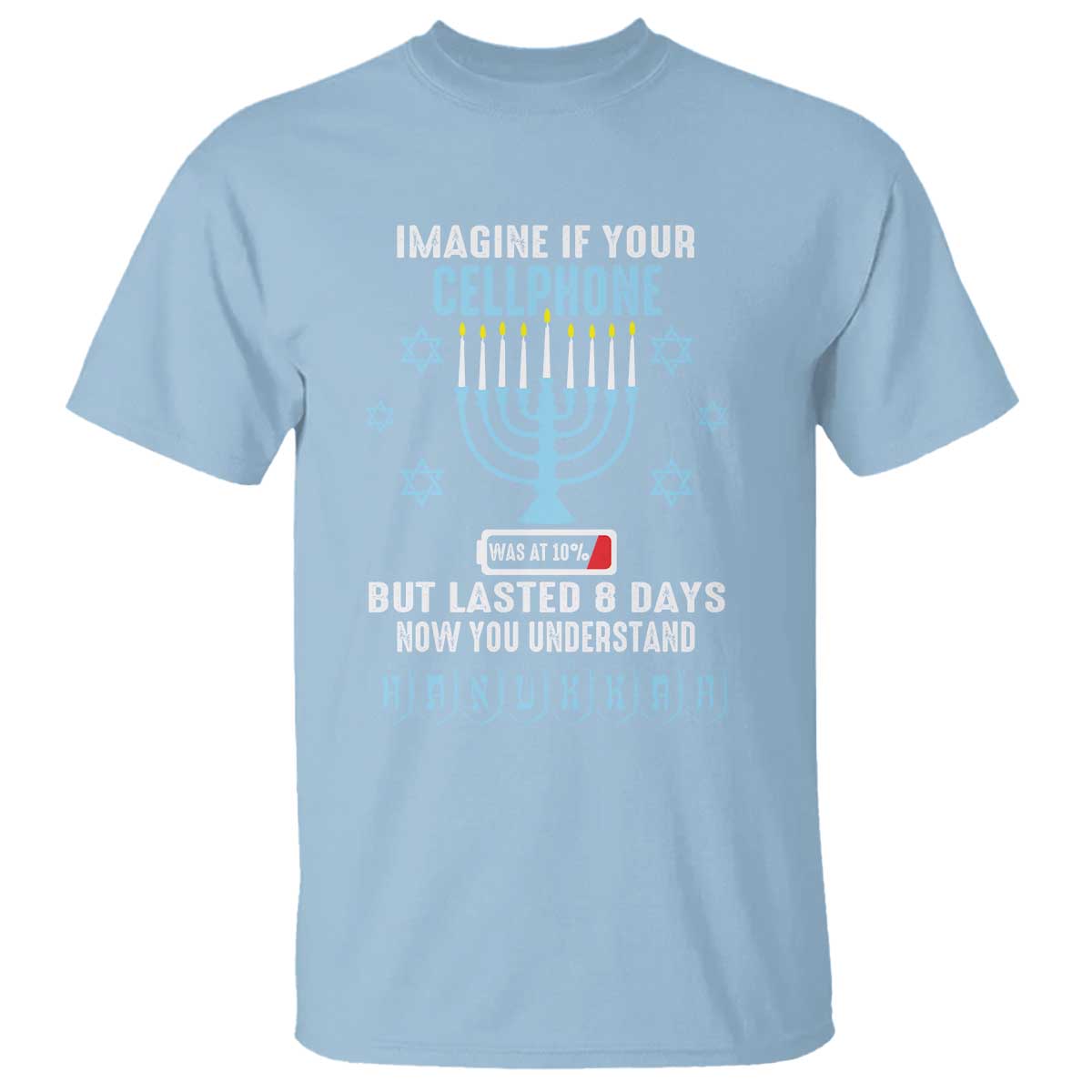 funny-hanukkah-t-shirt-imagine-if-your-cellphone-was-at-10-but-lasted-8-days-menorah