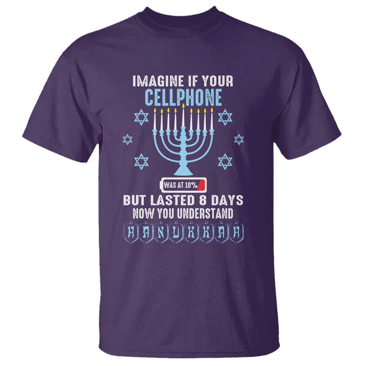 funny-hanukkah-t-shirt-imagine-if-your-cellphone-was-at-10-but-lasted-8-days-menorah
