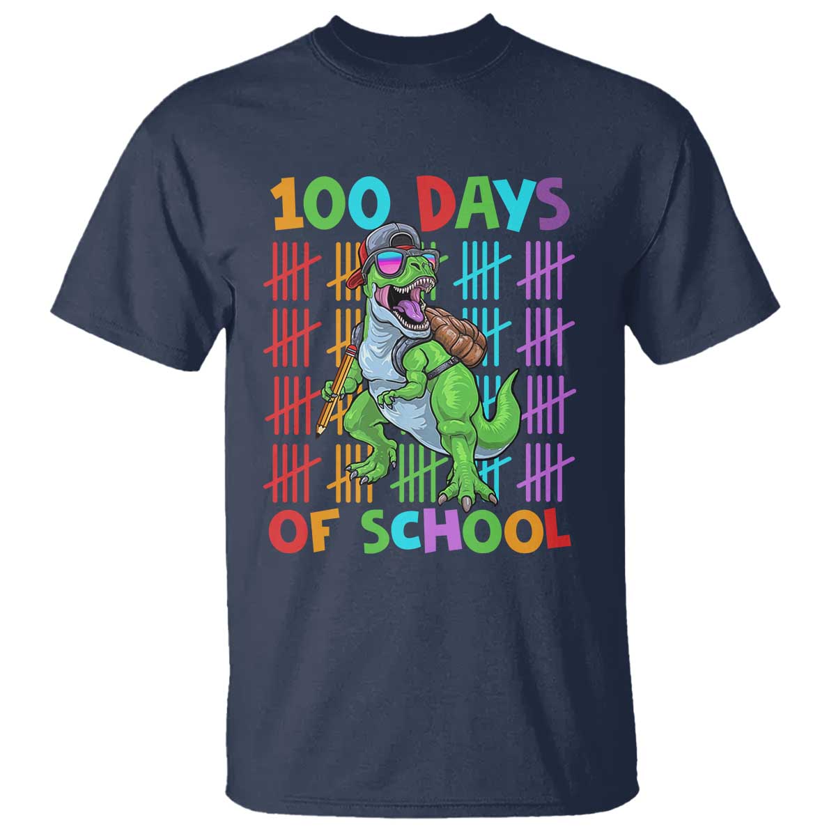 funny-100-days-of-school-t-rex-dinosaur-t-shirt