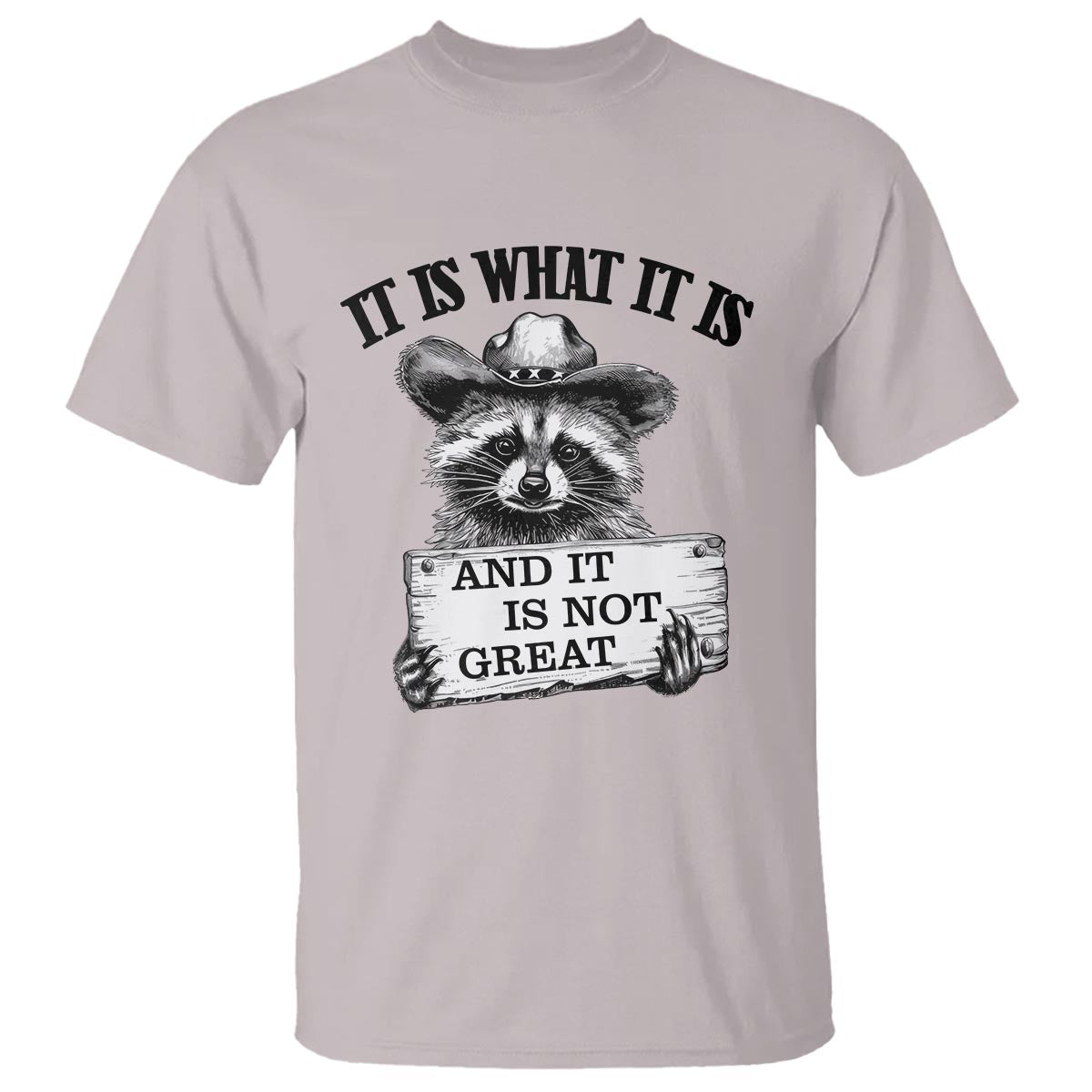 funny-raccoon-t-shirt-it-is-what-it-is-and-it-is-not-great-text-display-board