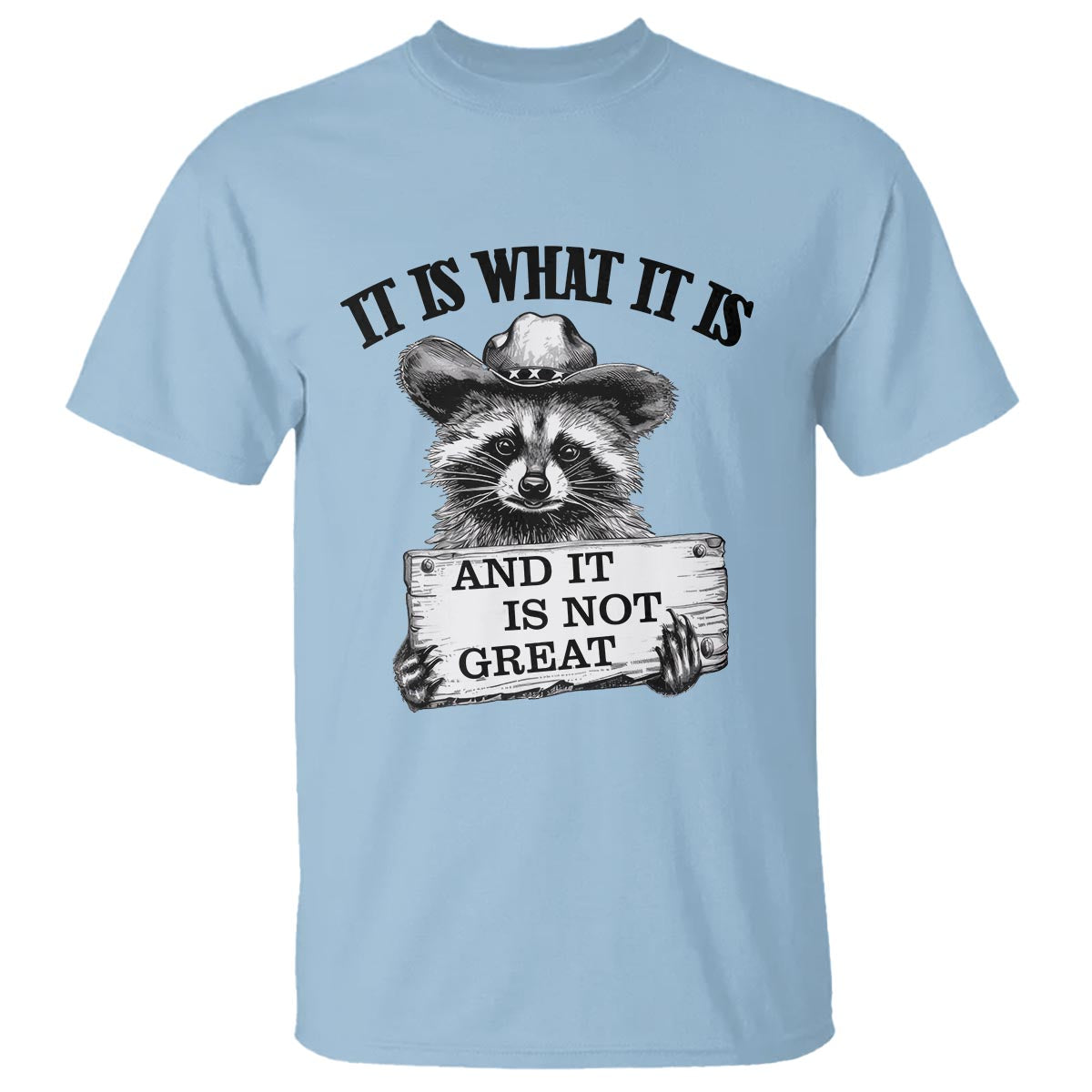 funny-raccoon-t-shirt-it-is-what-it-is-and-it-is-not-great-text-display-board