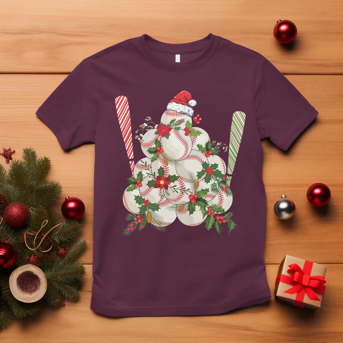 funny-christmas-baseball-t-shirt-santa-sports-balls-snow-xmas-tree