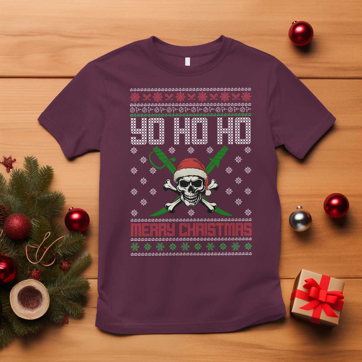 funny-christmas-pirate-santa-t-shirt-yo-ho-ho-merry-christmas-skull-santa-hat