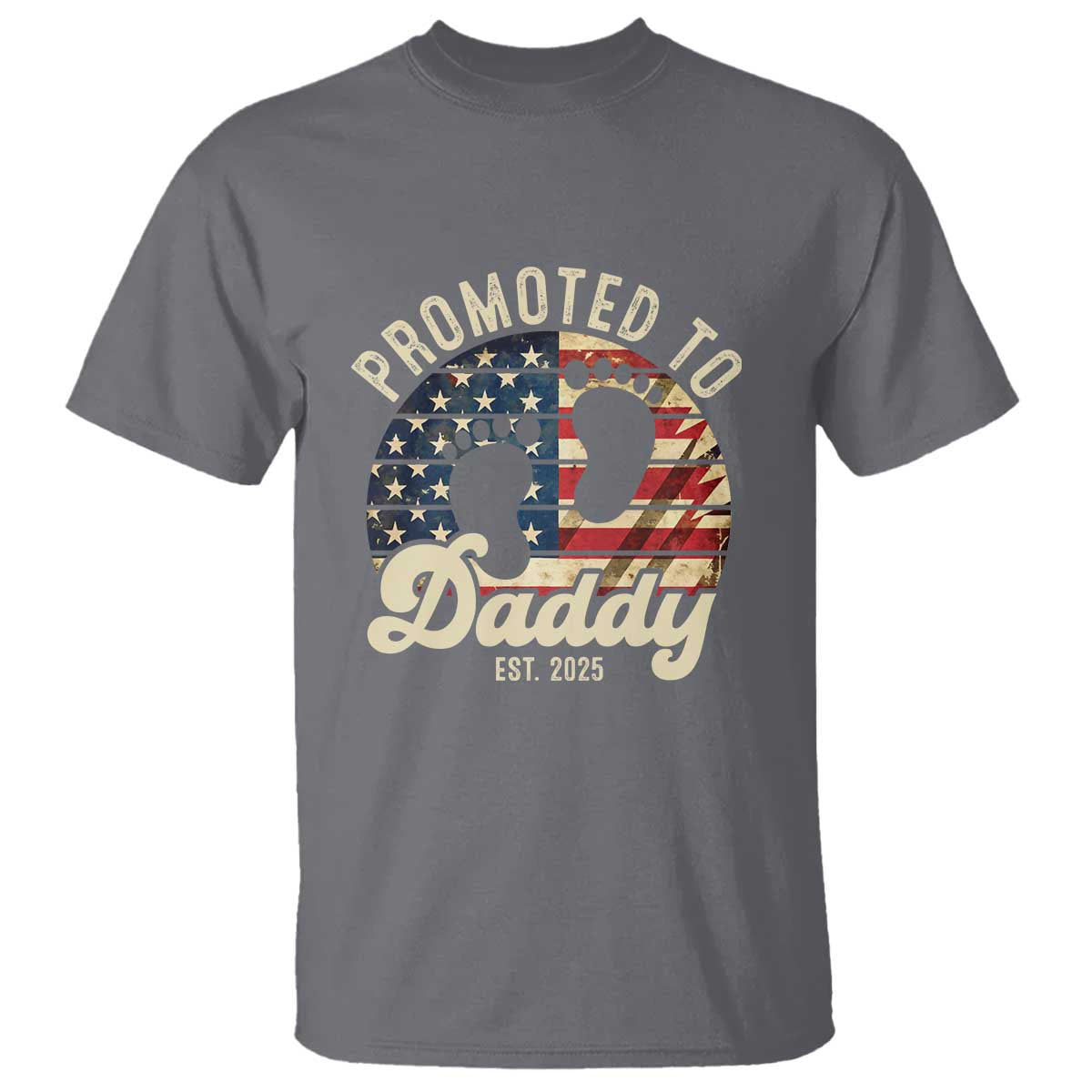 funny-promoted-to-daddy-2025-t-shirt-newborn-vintage-american-flag
