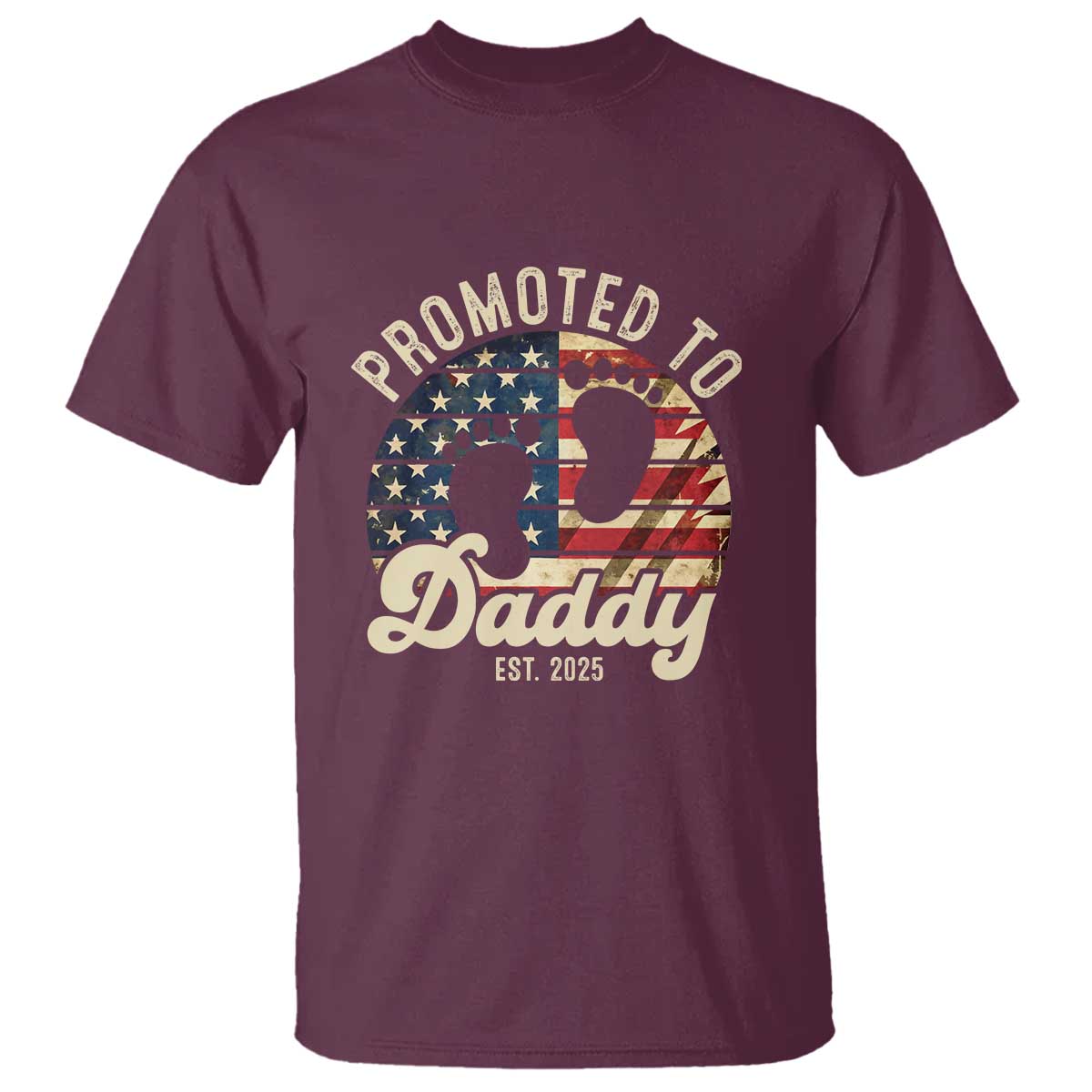 funny-promoted-to-daddy-2025-t-shirt-newborn-vintage-american-flag