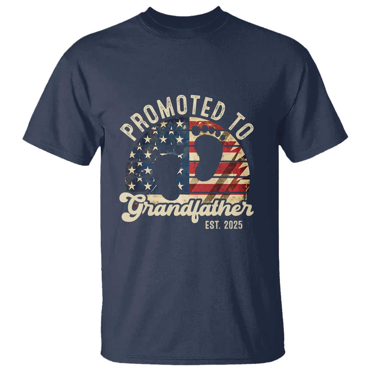 funny-promoted-to-grandfather-2025-t-shirt-newborn-vintage-american-flag
