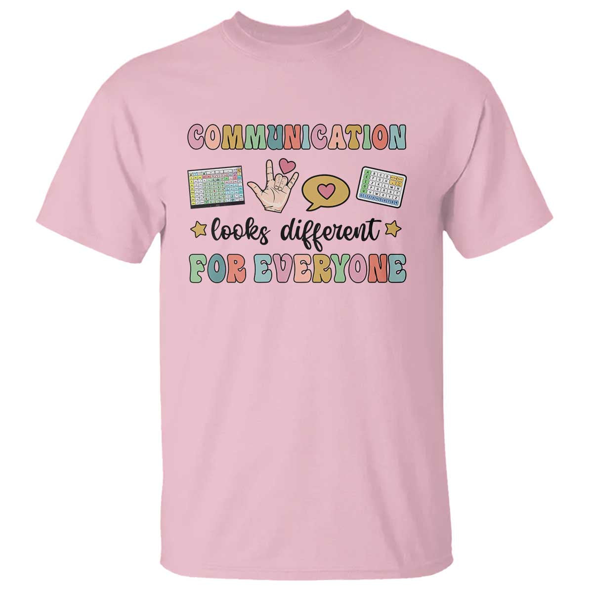 special-education-teacher-t-shirt-communication-looks-different-for-everyone-autism-speech-therapy