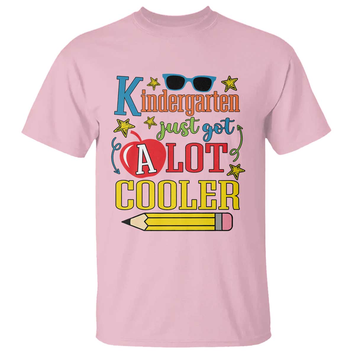 funny-kindergarten-just-got-a-lot-cooler-t-shirt-first-day-of-school-sunglass-red-apple