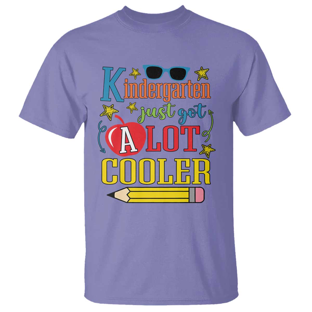funny-kindergarten-just-got-a-lot-cooler-t-shirt-first-day-of-school-sunglass-red-apple