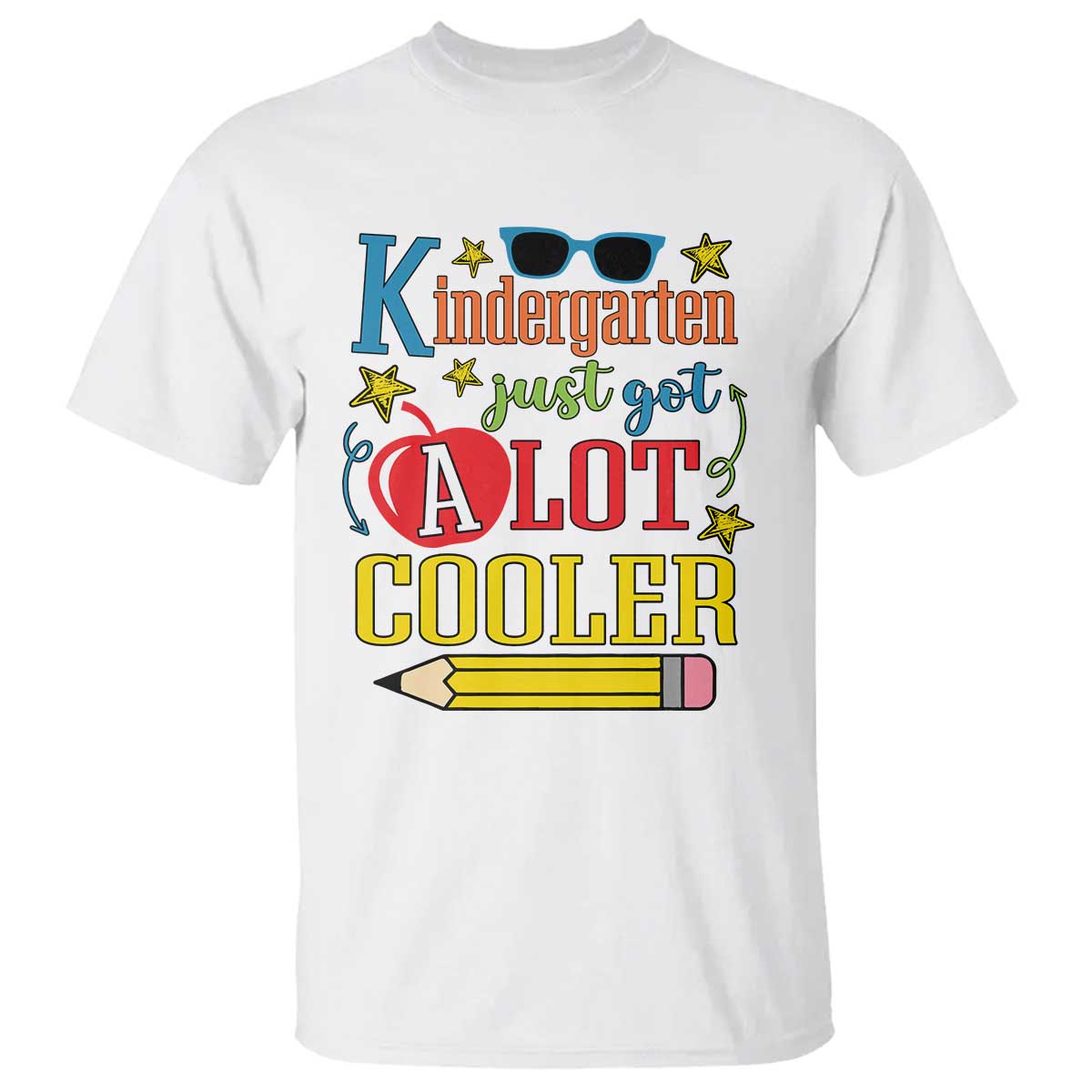 funny-kindergarten-just-got-a-lot-cooler-t-shirt-first-day-of-school-sunglass-red-apple