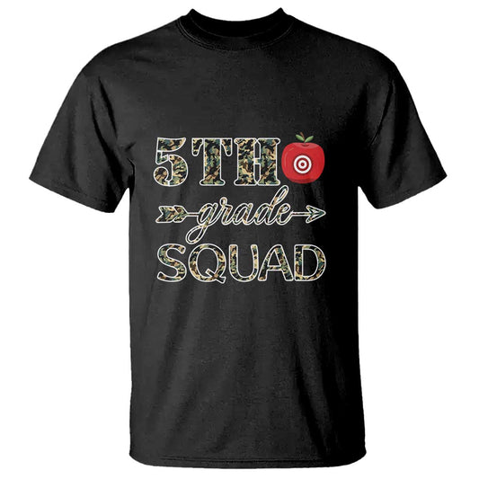 funny-back-to-school-hunting-t-shirt-5th-grade-squad-camo-flag-apple-arrow