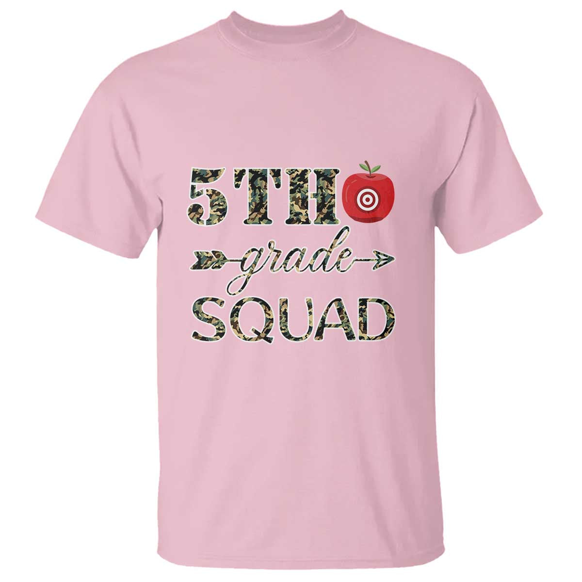 funny-back-to-school-hunting-t-shirt-5th-grade-squad-camo-flag-apple-arrow