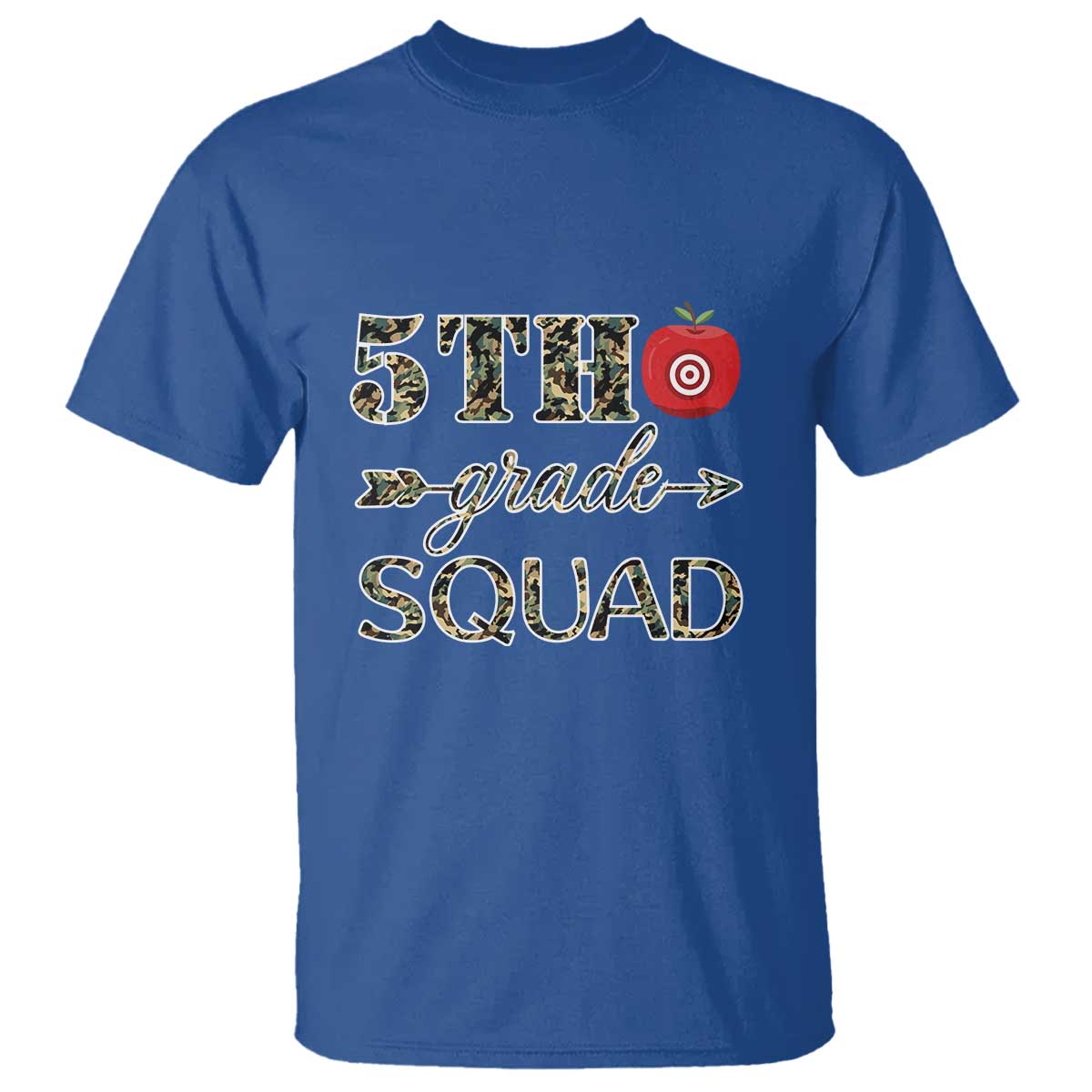 funny-back-to-school-hunting-t-shirt-5th-grade-squad-camo-flag-apple-arrow