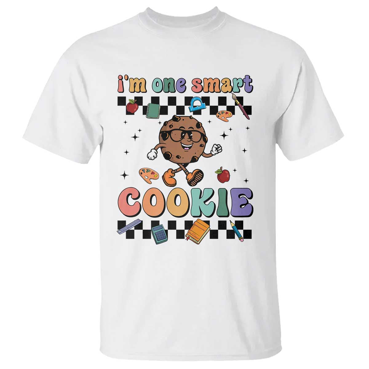 funny-student-t-shirt-im-one-smart-cookie-apple-book-ruler-pencil