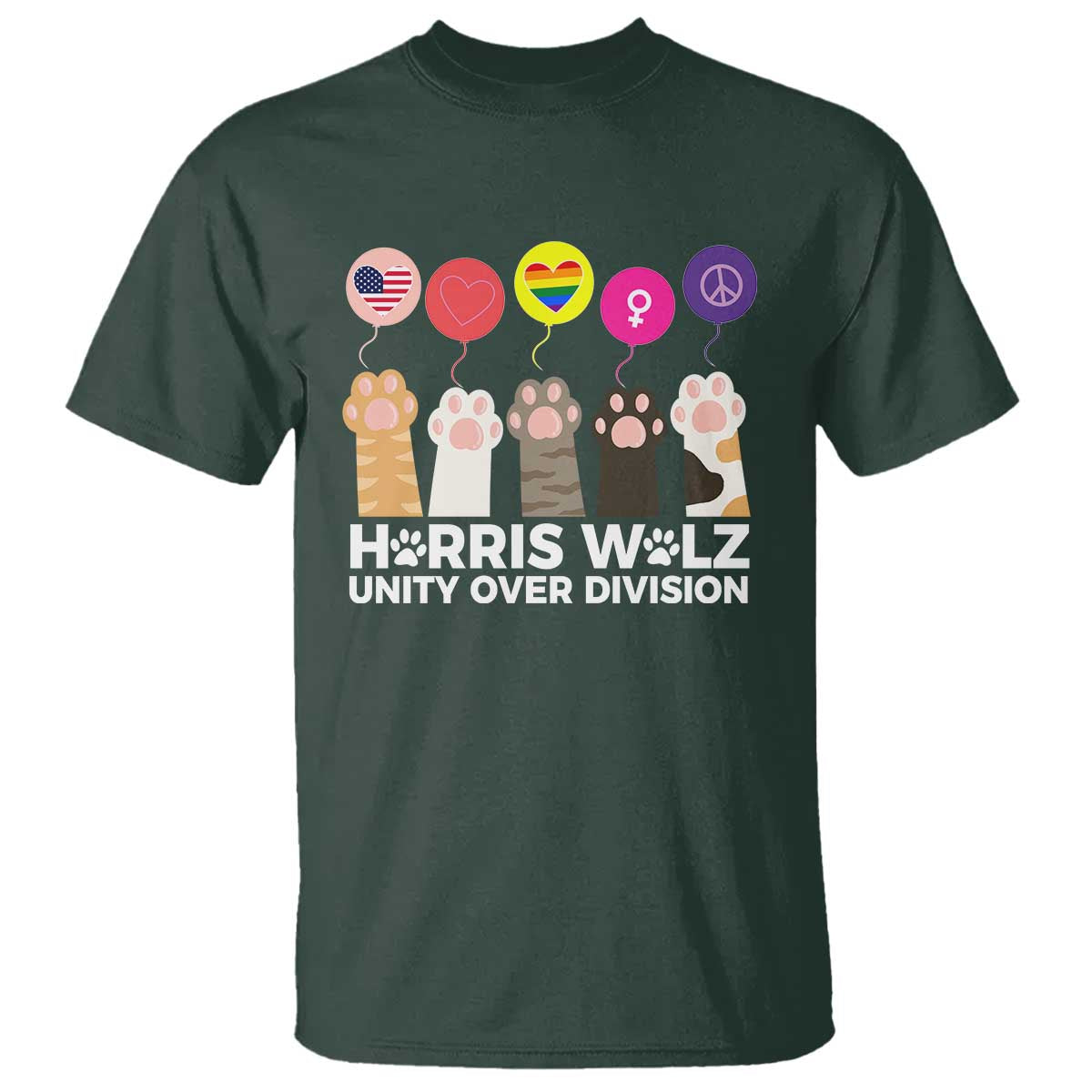 funny-harris-walz-supporter-t-shirt-unity-over-division-cat-paw-american-flag-human-rights-feminism-equal-rights