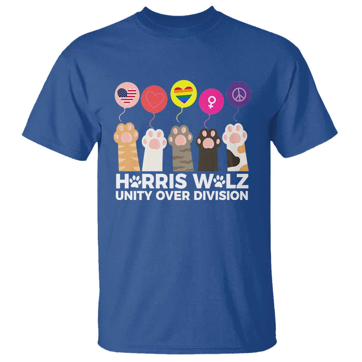 funny-harris-walz-supporter-t-shirt-unity-over-division-cat-paw-american-flag-human-rights-feminism-equal-rights