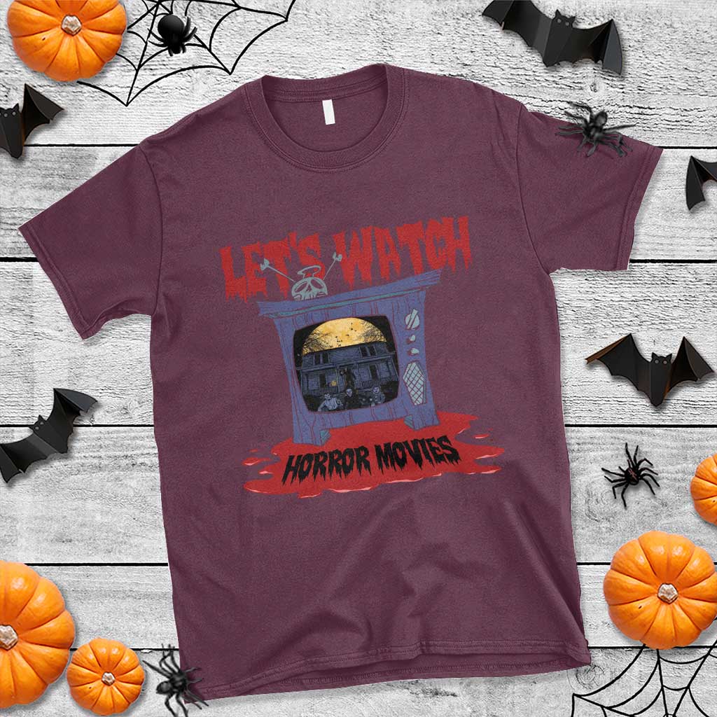 funny-halloween-t-shirt-lets-watch-horror-movies-televison-murderer-blood-skull