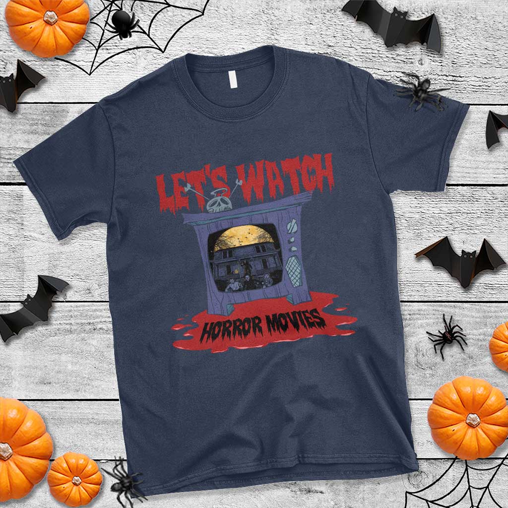 funny-halloween-t-shirt-lets-watch-horror-movies-televison-murderer-blood-skull